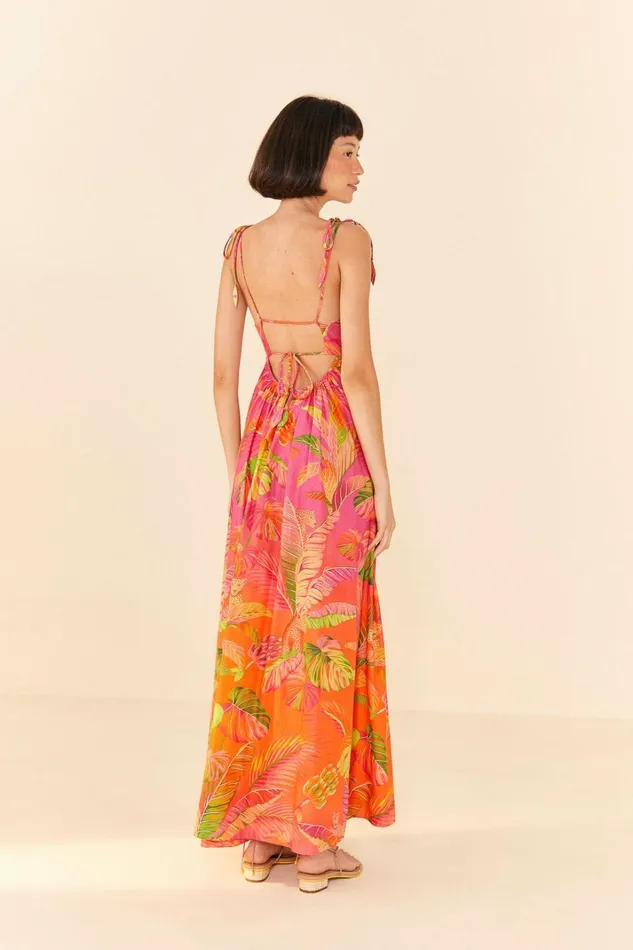 Women Maxi Dresses Farm Rio Orange Ombre Forest Maxi Dress