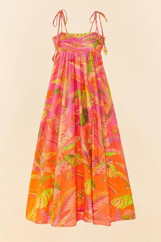 Women Maxi Dresses Farm Rio Orange Ombre Forest Maxi Dress