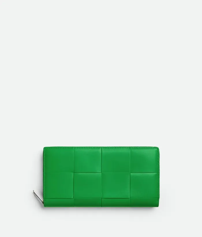 WomenMen Bottega Veneta Long Wallets Cassette Zip Around Wallet Parakeet