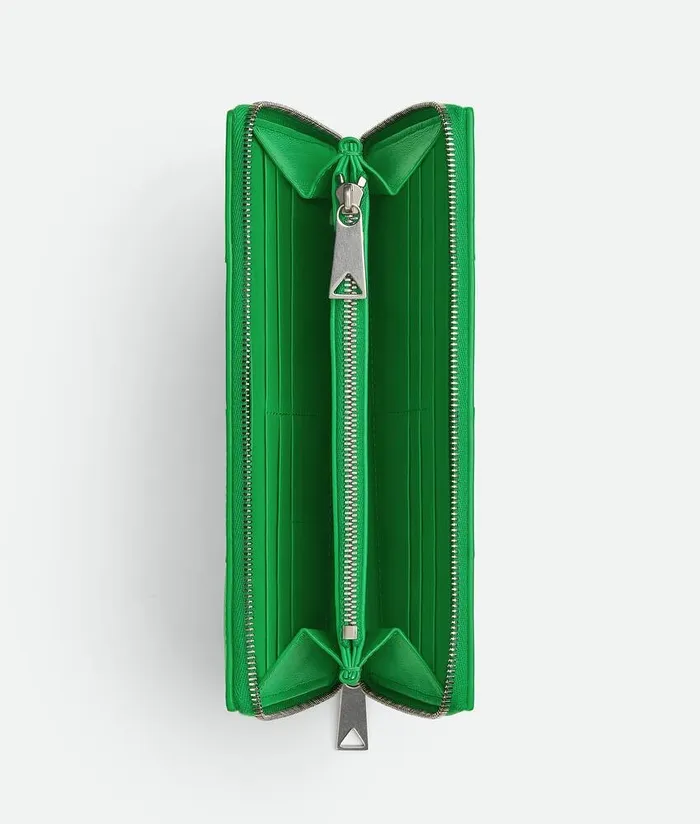 WomenMen Bottega Veneta Long Wallets Cassette Zip Around Wallet Parakeet