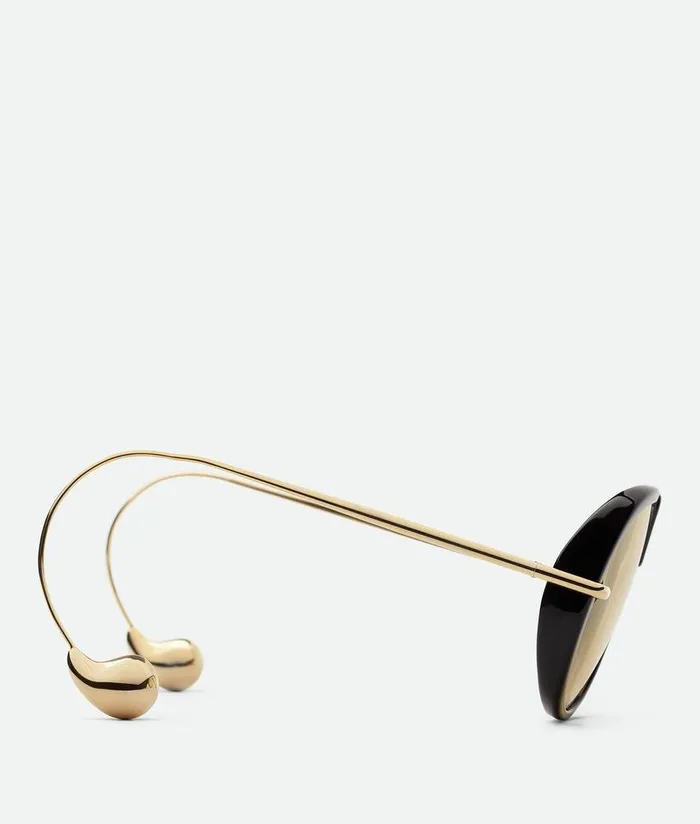 WomenMen Bottega Veneta Sunglasses Drop Aviator Sunglasses Blackyellow