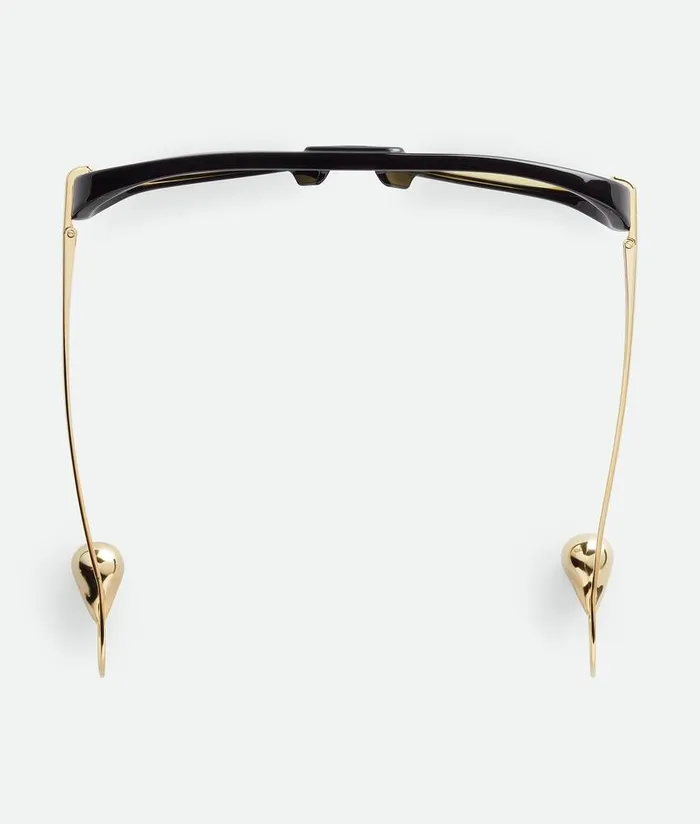 WomenMen Bottega Veneta Sunglasses Drop Aviator Sunglasses Blackyellow