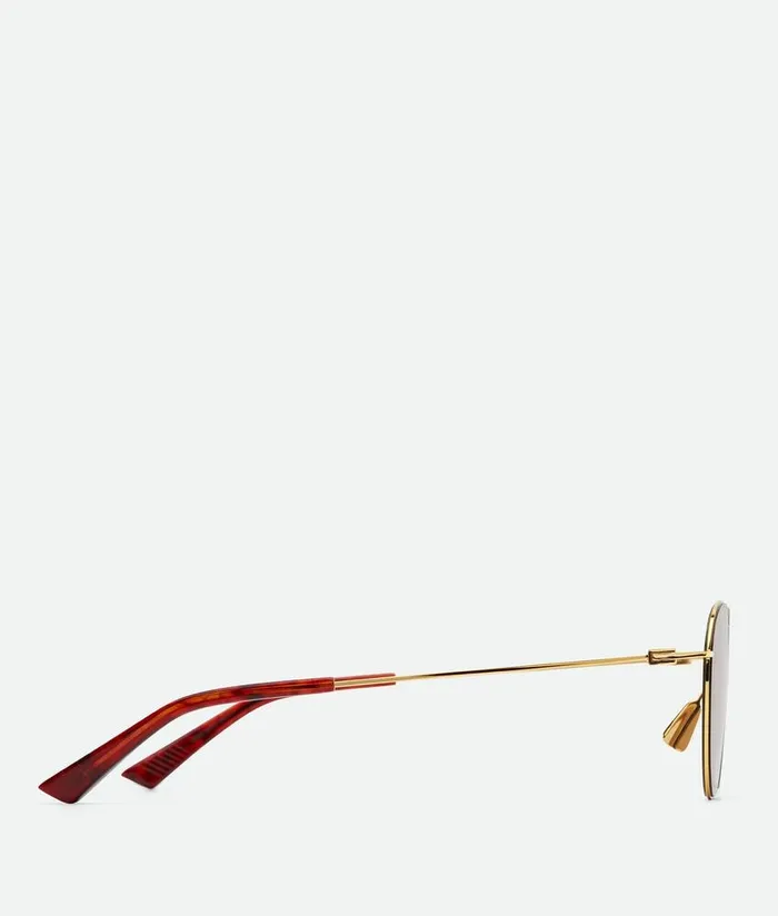 WomenMen Bottega Veneta Sunglasses Ultrathin Metal Panthos Sunglasses Gold