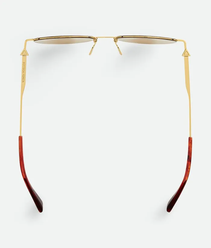 WomenMen Bottega Veneta Sunglasses Ultrathin Metal Panthos Sunglasses Gold