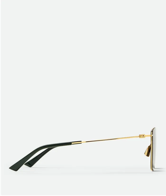 WomenMen Bottega Veneta Sunglasses Ultrathin Metal Rectangular Sunglasses Gold Green