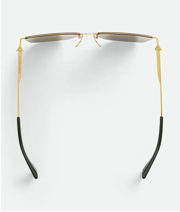 WomenMen Bottega Veneta Sunglasses Ultrathin Metal Rectangular Sunglasses Gold Green