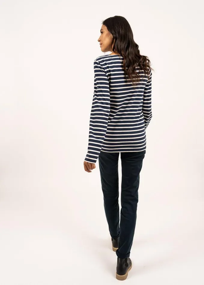 WomenMen Breton Striped Shirts Saint James MINQUIERS MODERN Navy Ecru