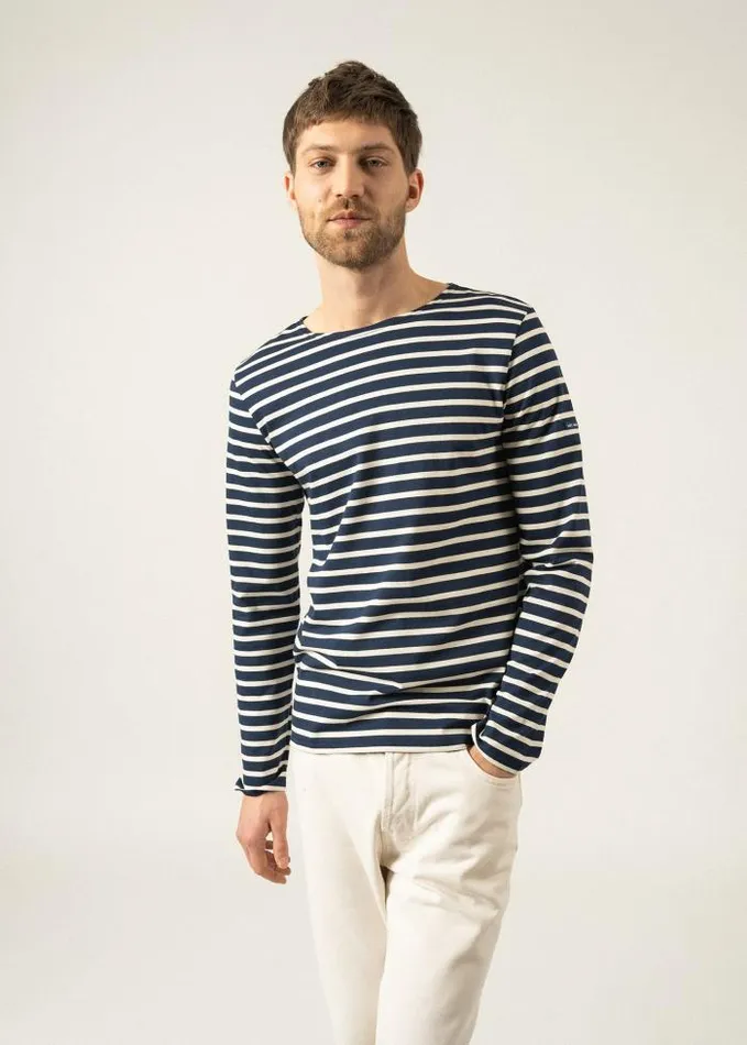 WomenMen Breton Striped Shirts Saint James MINQUIERS MODERN Navy Ecru
