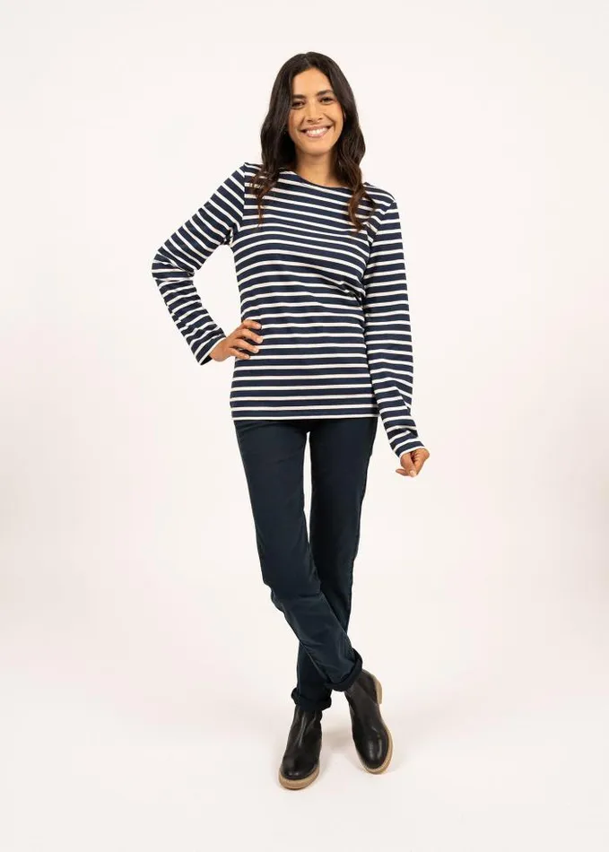 WomenMen Breton Striped Shirts Saint James MINQUIERS MODERN Navy Ecru