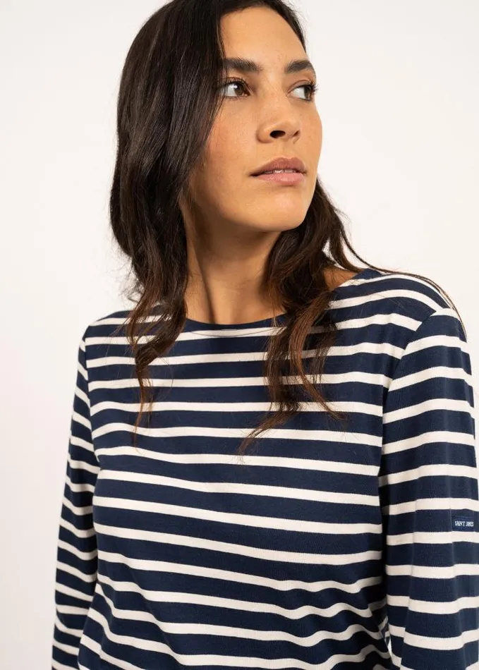WomenMen Breton Striped Shirts Saint James MINQUIERS MODERN Navy Ecru
