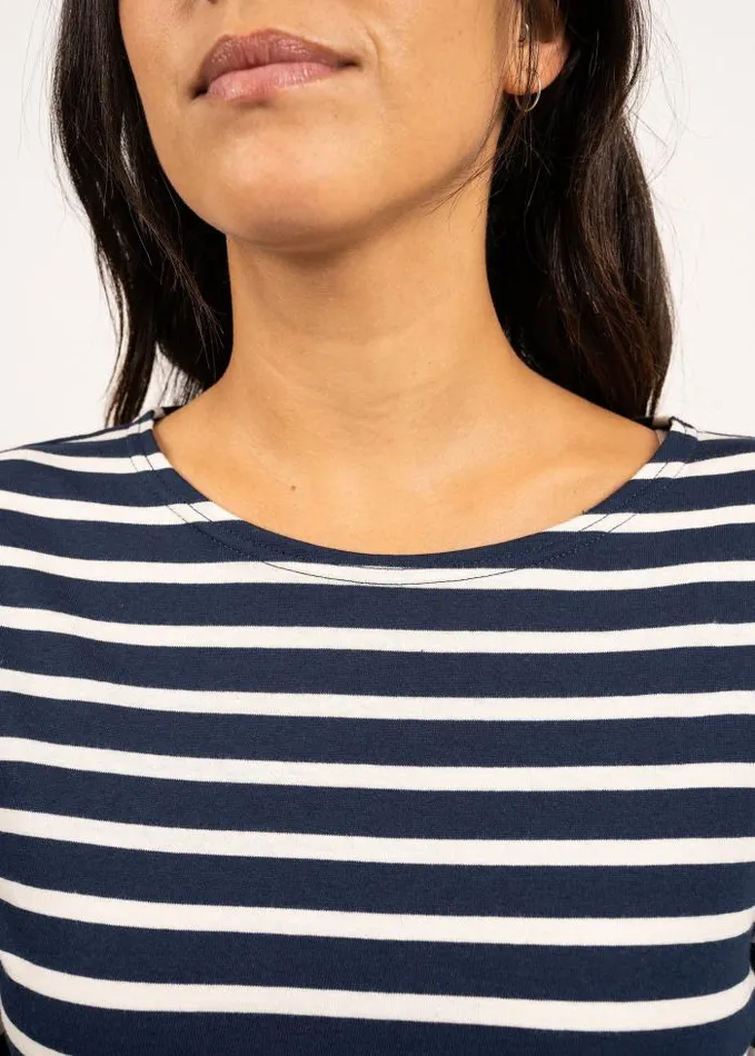 WomenMen Breton Striped Shirts Saint James MINQUIERS MODERN Navy Ecru