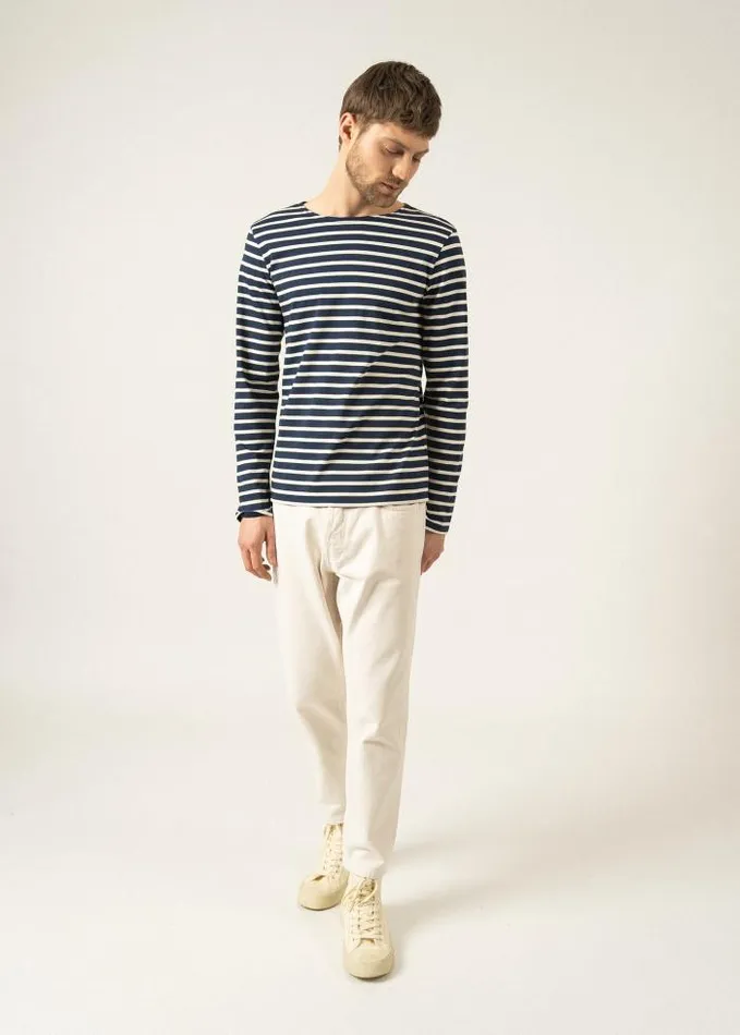 WomenMen Breton Striped Shirts Saint James MINQUIERS MODERN Navy Ecru