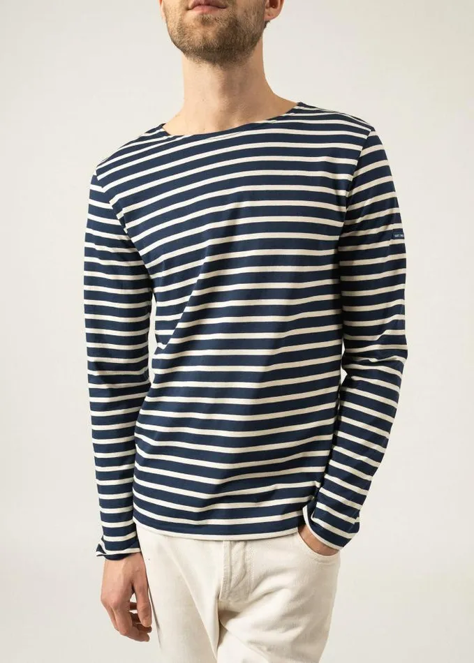WomenMen Breton Striped Shirts Saint James MINQUIERS MODERN Navy Ecru