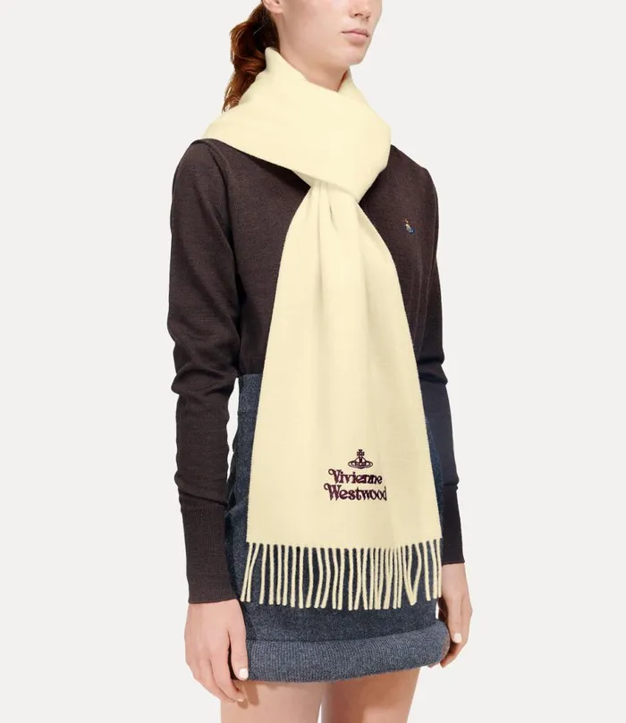 WomenMen Embroidered Scarf White Vivienne Westwood Scarves And Ponchos WomenMen Embroidered Scarf White Vivienne Westwood Scarves And Ponchos