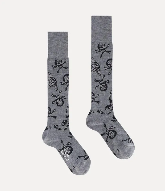 WomenMen Skull High Sock Grey Vivienne Westwood Socks And Tights WomenMen Skull High Sock Grey Vivienne Westwood Socks And Tights