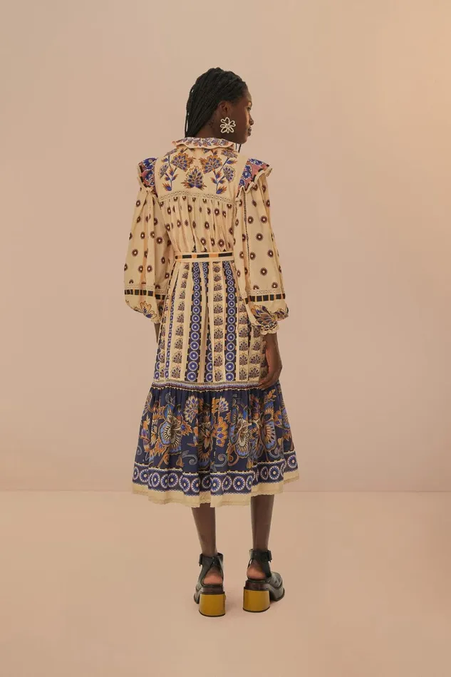 Women Midi Dresses Farm Rio Cream Ainika Maxi Floral Midi Dress