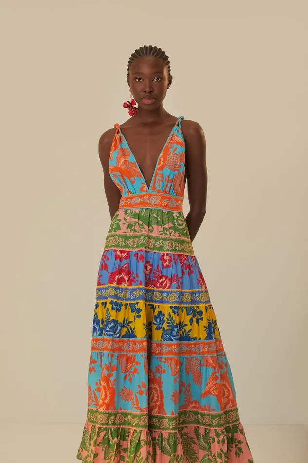 Women Midi Dresses Farm Rio Mixed Lace Garden Midi Dress