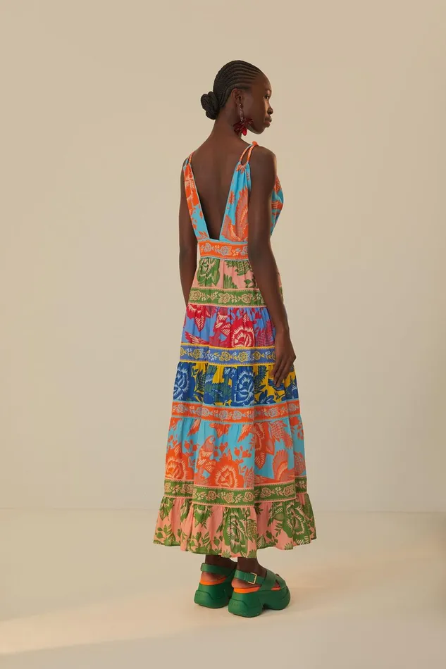 Women Midi Dresses Farm Rio Mixed Lace Garden Midi Dress