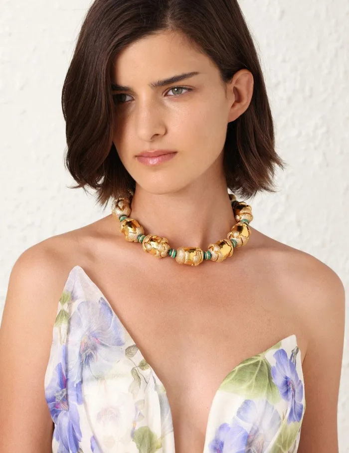 Women Necklaces Zimmermann Midnight Choker Goldmalachite