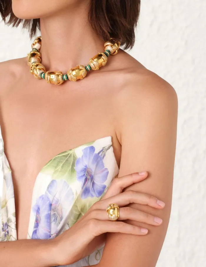 Women Necklaces Zimmermann Midnight Choker Goldmalachite
