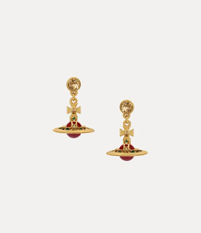 Women New Petite Orb Earrings Goldlightsiamczemeraldsiammontanalight Vivienne Westwood Earrings