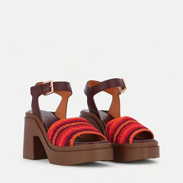 Women NOUST Crochet Red Clergerie Sandals