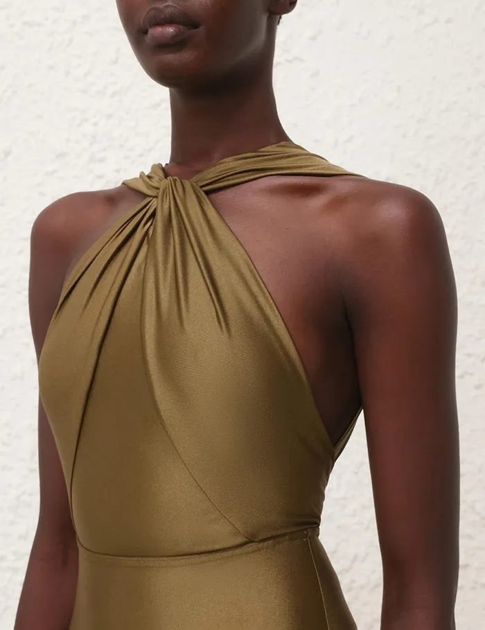 Women One Pieces Zimmermann Ottie High Neck Draped 1pc Olive