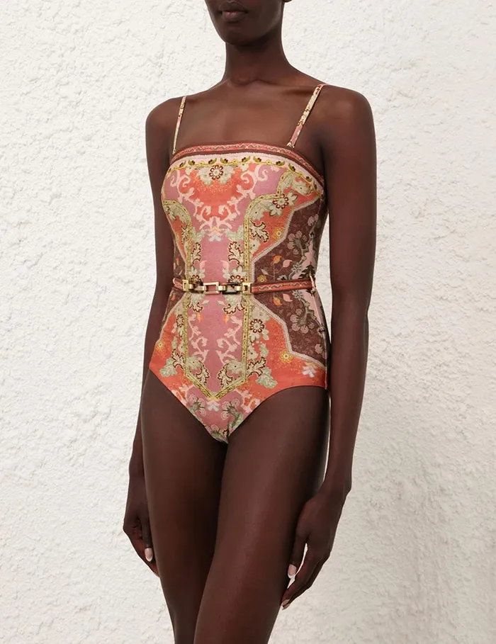 Women One Pieces Zimmermann Wylie Belted Bandeau 1pc Rust Multi