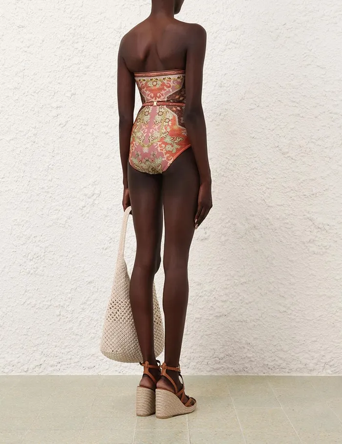 Women One Pieces Zimmermann Wylie Belted Bandeau 1pc Rust Multi