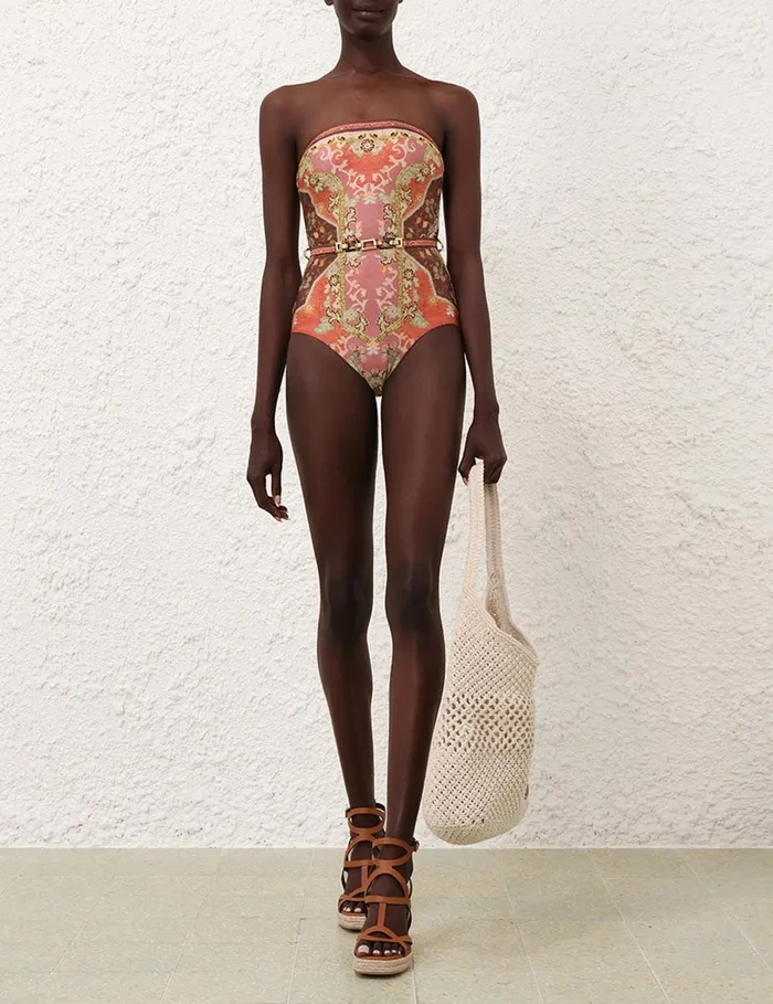 Women One Pieces Zimmermann Wylie Belted Bandeau 1pc Rust Multi