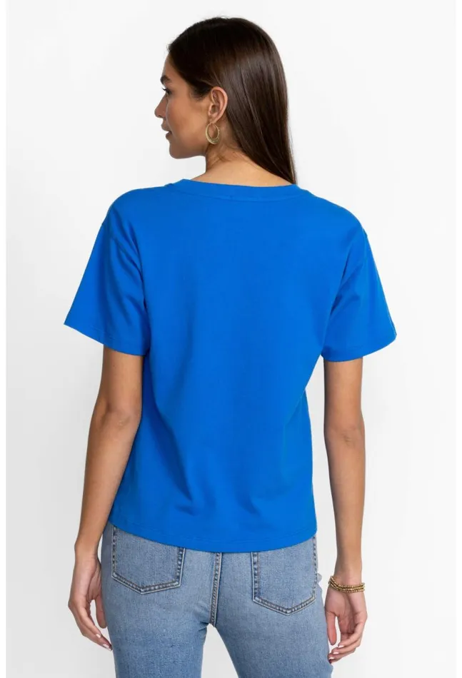 Women Organic Cotton Drop Shoulder Tee Princess Blue Garden Vines Johnny Was Tops