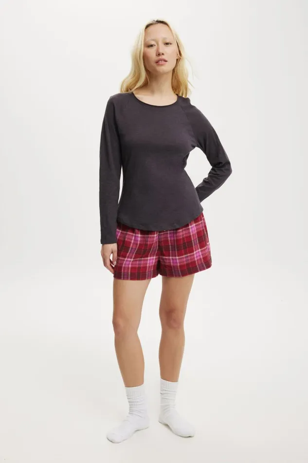 Women Pajamas Cotton On Raglan Long Sleeve Top Black