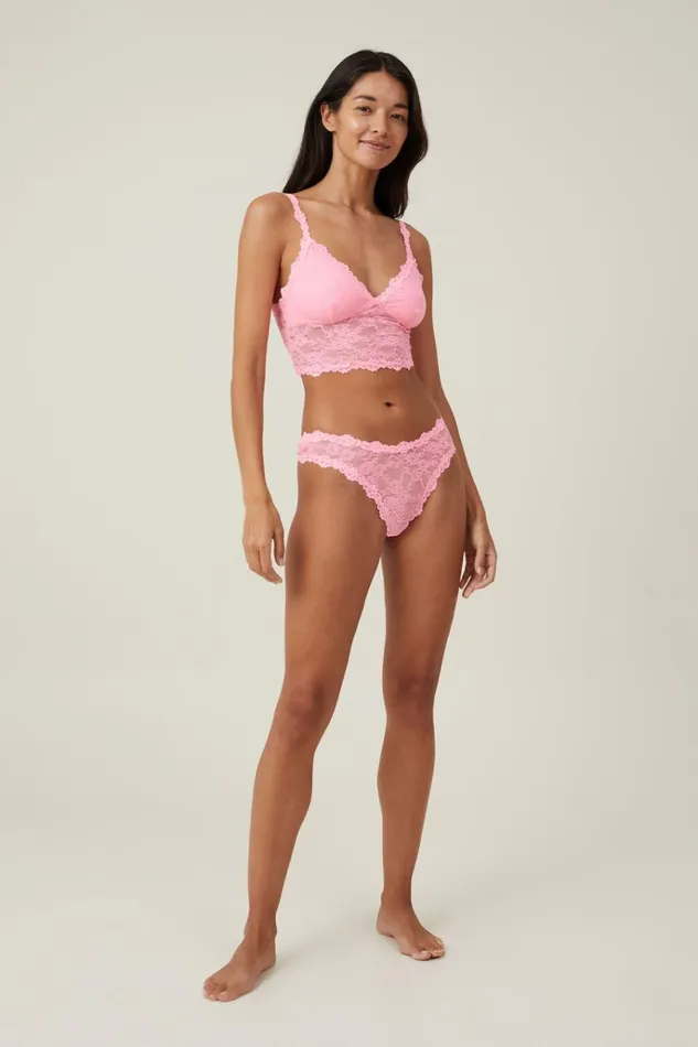 Women Panties Cotton On Stretch Lace G String Brief Pink Sorbet
