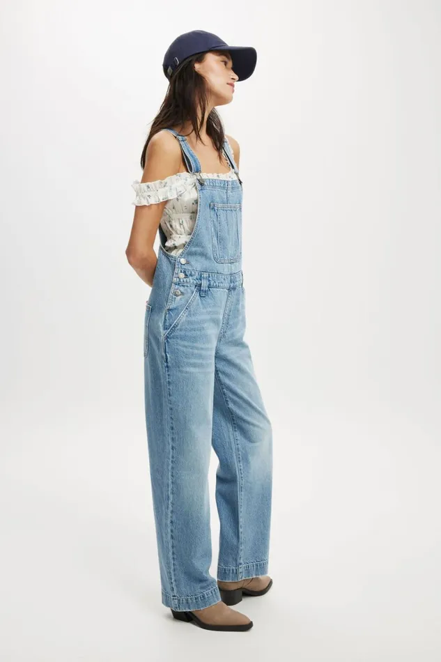 Women Pants Cotton On Denim Overall Breeze Blue