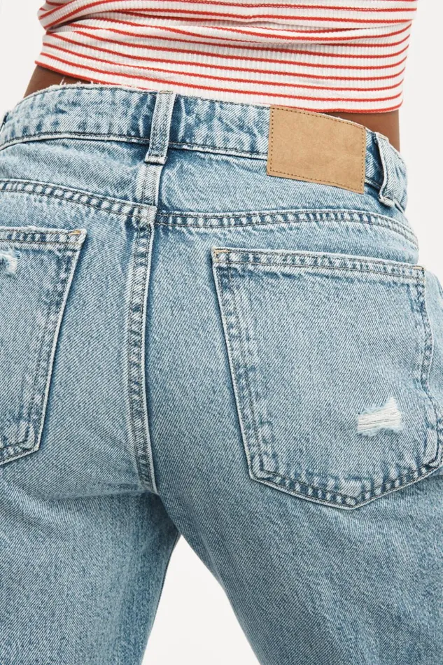 Women Pants Cotton On Original Straight Jean Breeze Blue Worn Women Pants Cotton On Original Straight Jean Breeze Blue Worn