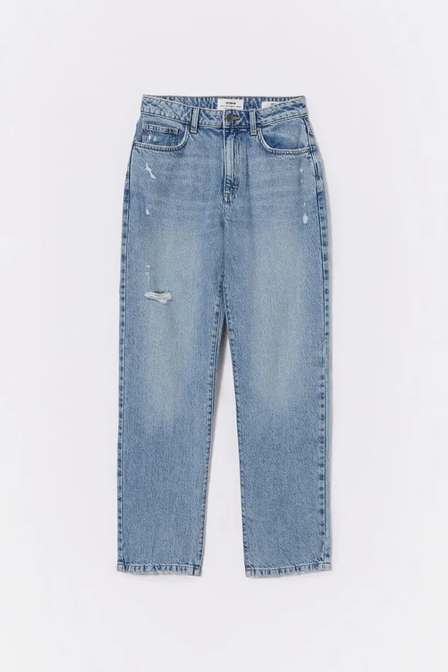 Women Pants Cotton On Original Straight Jean Breeze Blue Worn Women Pants Cotton On Original Straight Jean Breeze Blue Worn