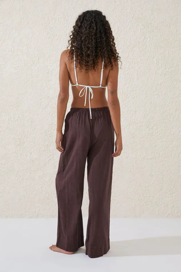 Women Pants Cotton On Relaxed Pocket Beach Pant Willow Brown