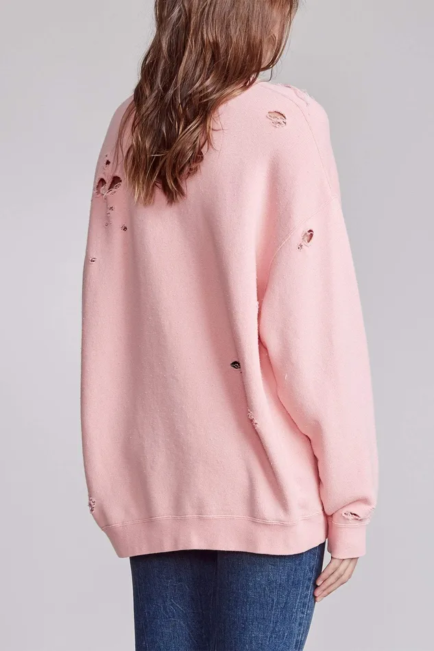 Women R13 FCk This ShT Oversized Crewneck 8211 Pink Sweatshirts