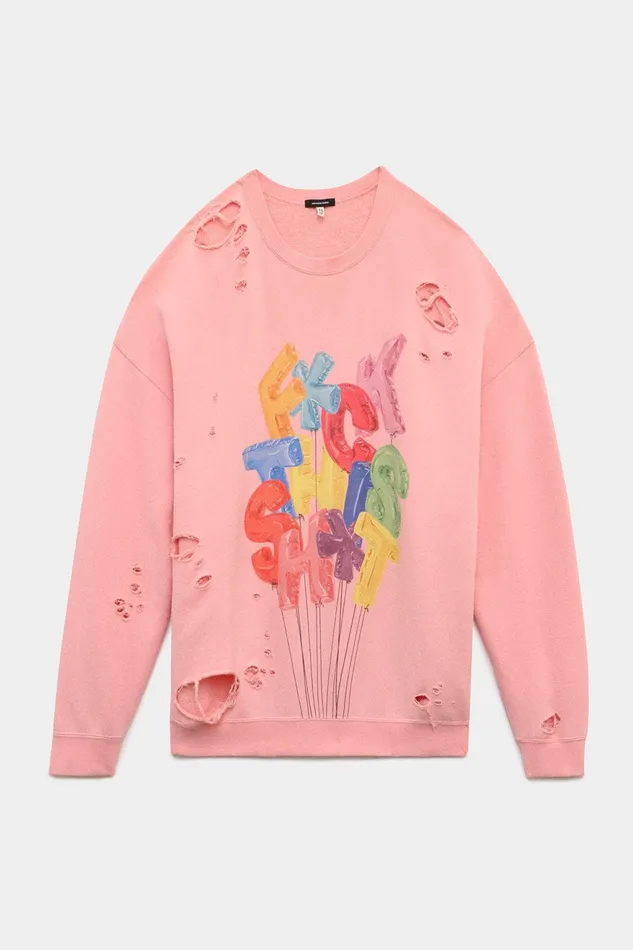 Women R13 FCk This ShT Oversized Crewneck 8211 Pink Sweatshirts