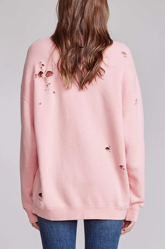 Women R13 FCk This ShT Oversized Crewneck 8211 Pink Sweatshirts