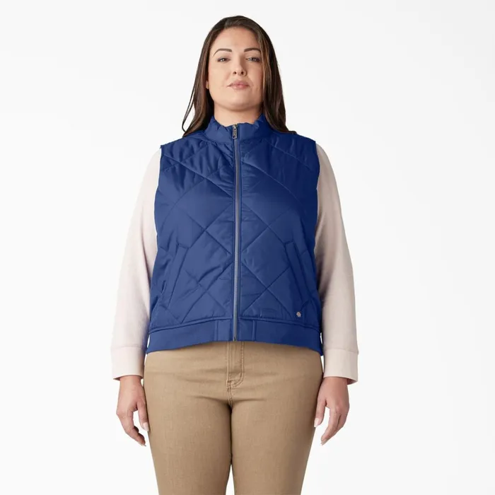 Womens Plus Quilted Vest Surf Blue Surf Blue fl Women Dickies Vests