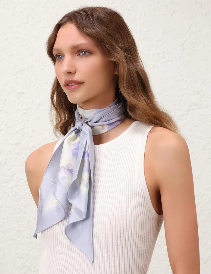 Women Scarves Zimmermann Printed Silk Neckscarf Leila Floral