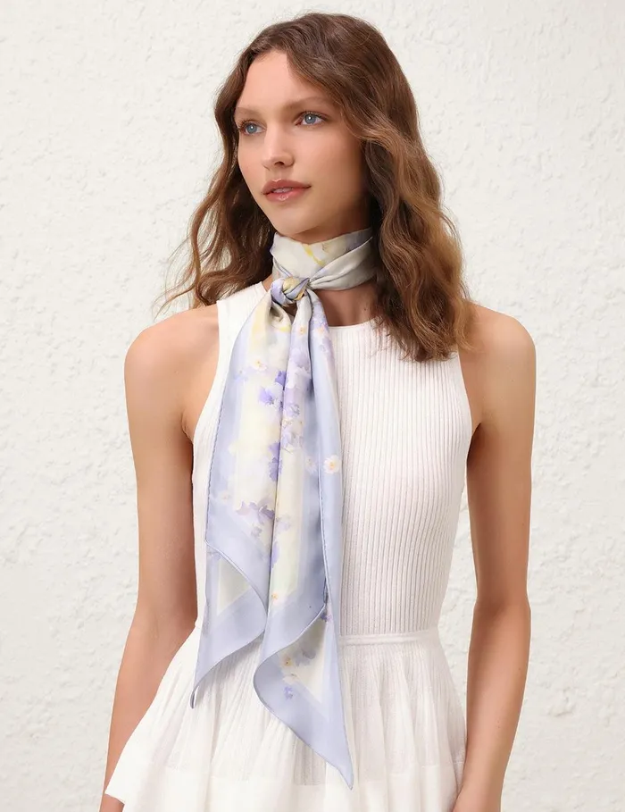 Women Scarves Zimmermann Printed Silk Neckscarf Leila Floral