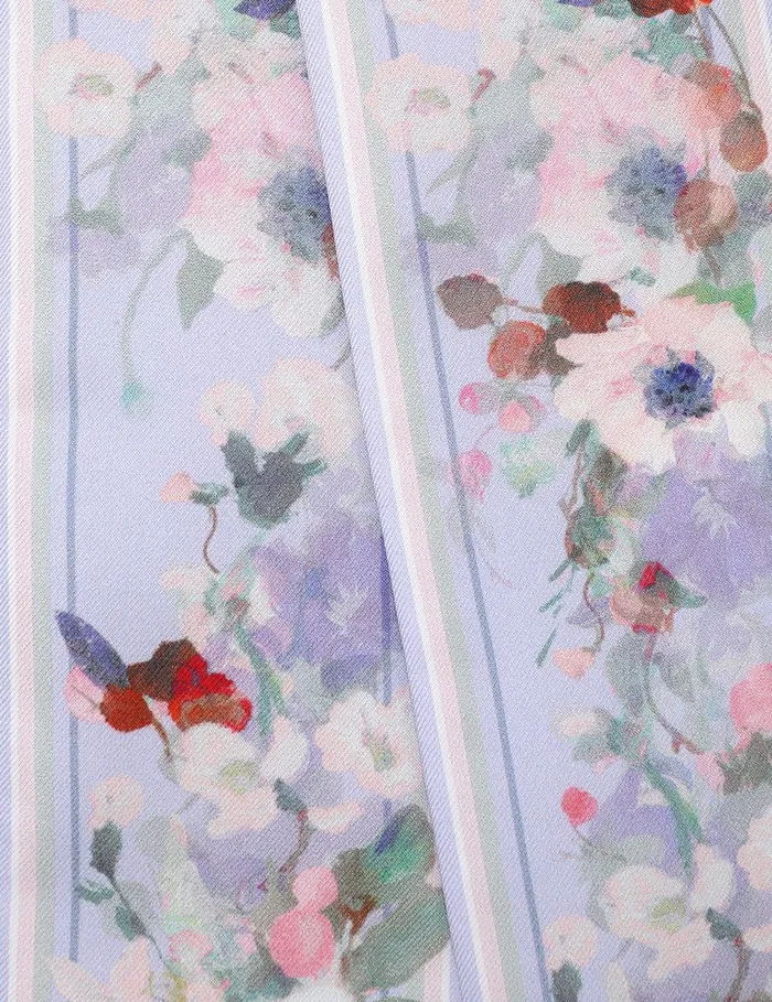 Women Scarves Zimmermann Printed Silk Ribbon Scarf Blue Floral