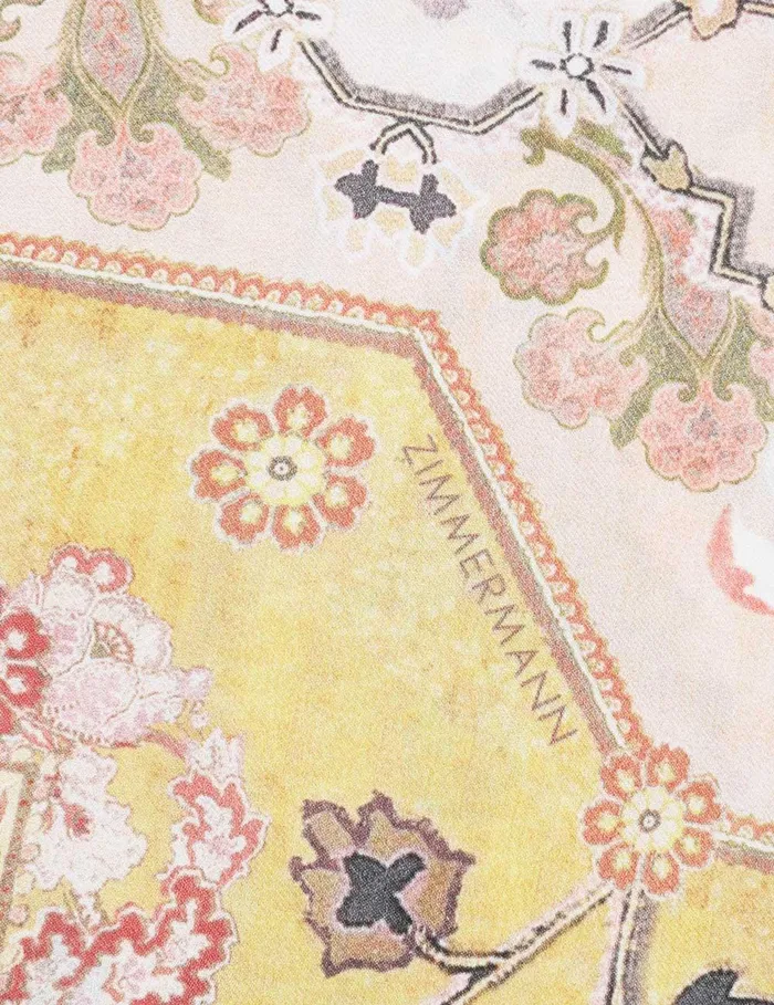 Women Scarves Zimmermann Printed Silk Square 70 Mustard Multi