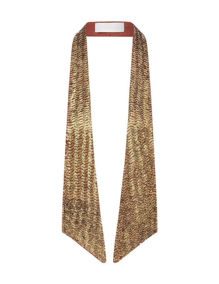 Women Scarves Zimmermann Sequin Neck Scarf Rustantique Gold