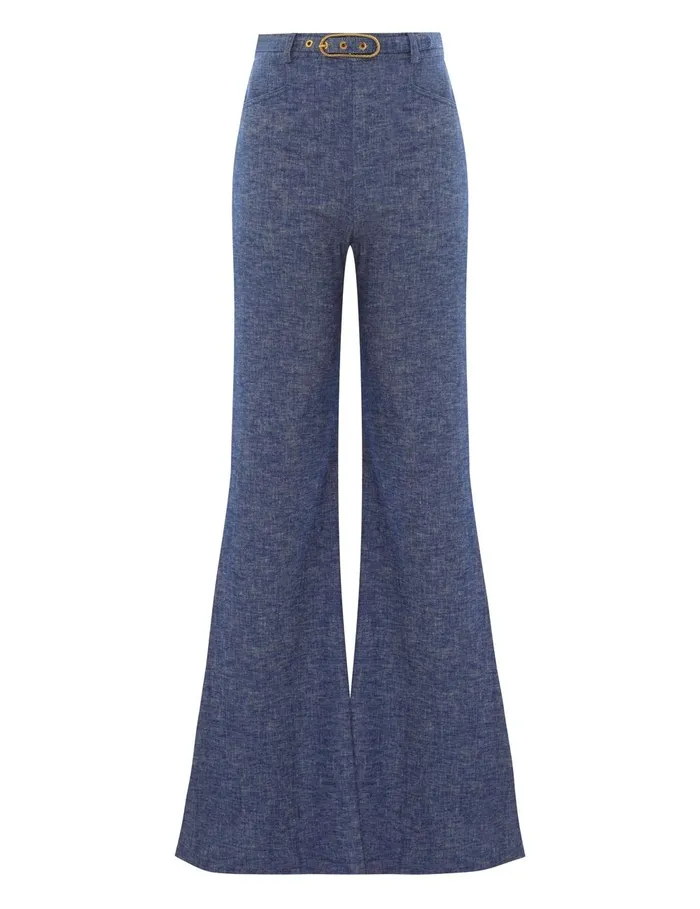 Women Shorts and Pants Zimmermann Eden Chambray Flare Pant Chambray