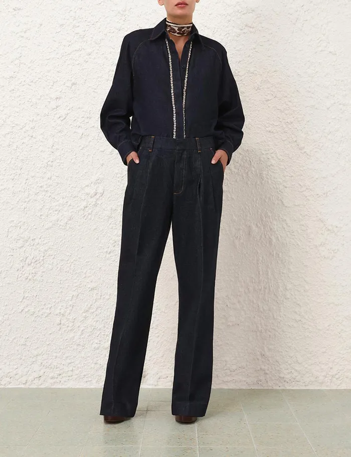 Women Shorts and Pants Zimmermann Illustration Denim Pant Night Sky