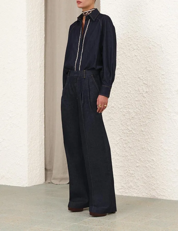 Women Shorts and Pants Zimmermann Illustration Denim Pant Night Sky