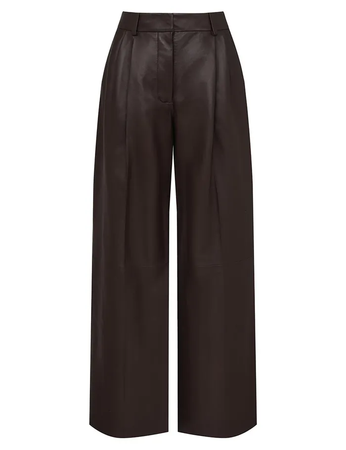 Women Shorts and Pants Zimmermann Illustration Leather Pant Mahogany